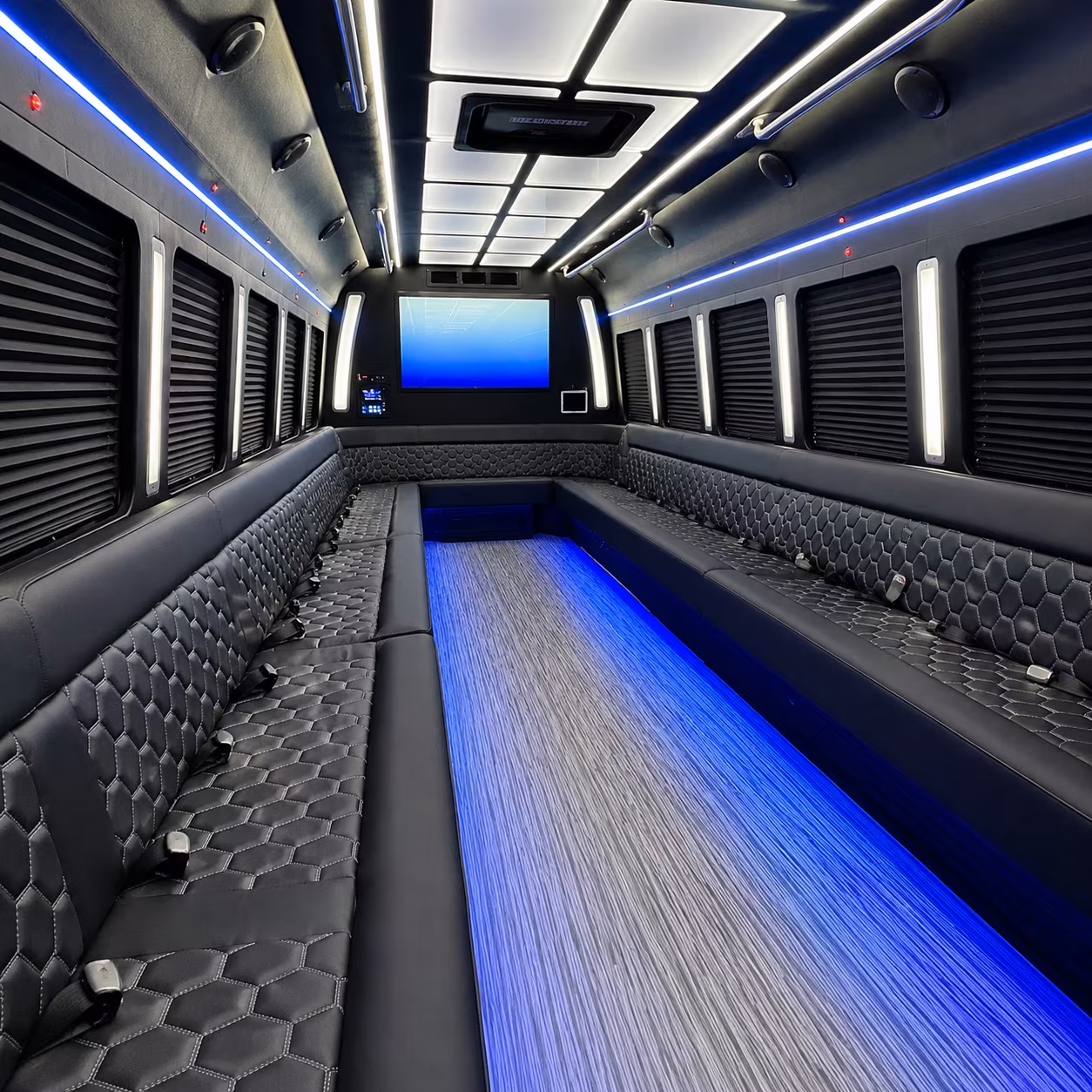 rochester 50 passenger party bus inside